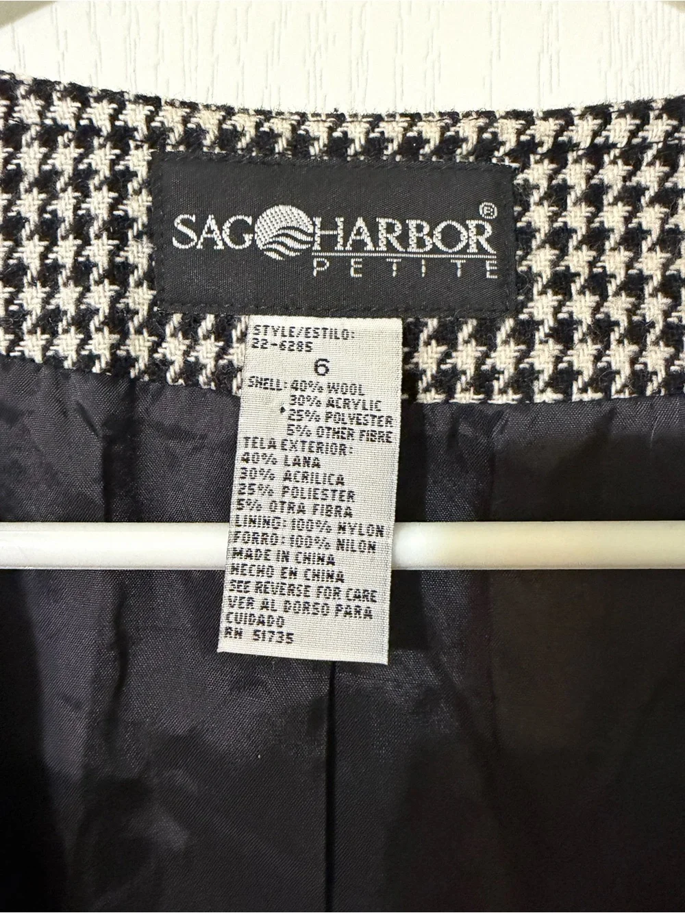 Sag Harbor Vintage Sleeveless Houndstooth Midi Dress - Black and White - Picture 3 of 3